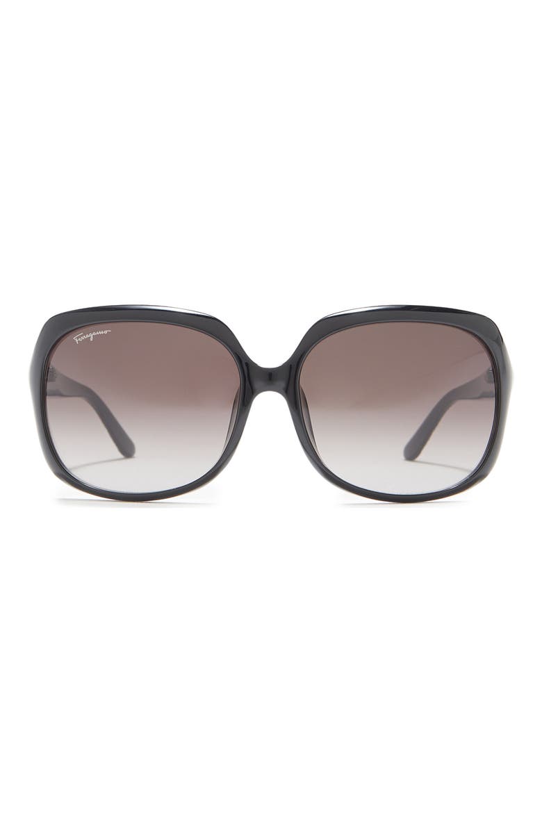 Salvatore Ferragamo 59mm Square Sunglasses, Main, color, BLACK