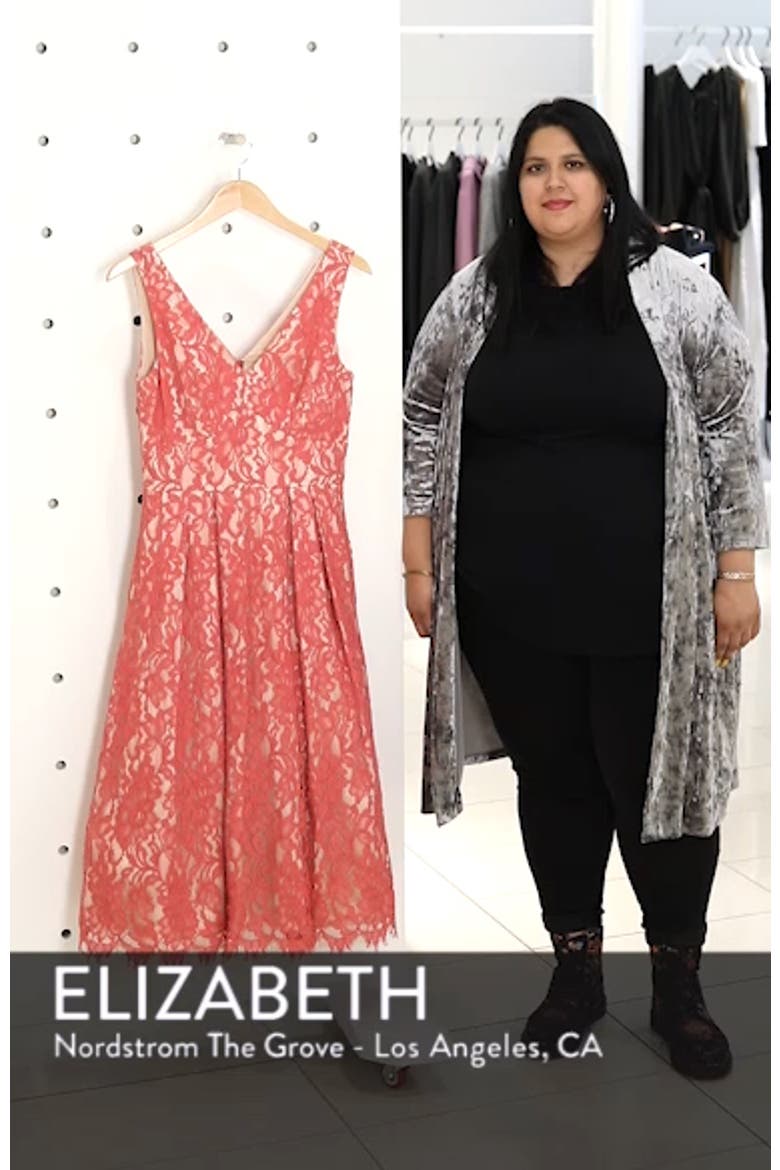 V-Neck Lace Midi Dress video