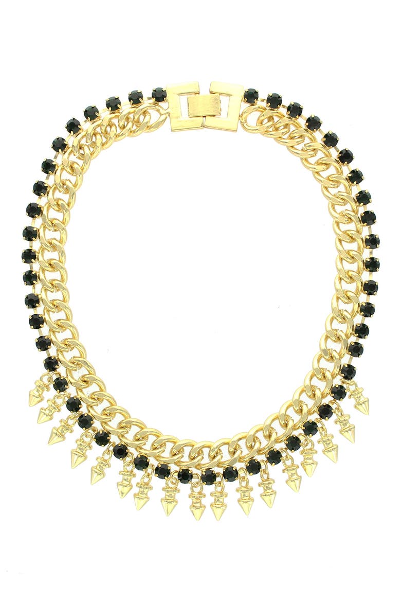 Asa Crystal Chain Necklace, Main, color, METALLIC