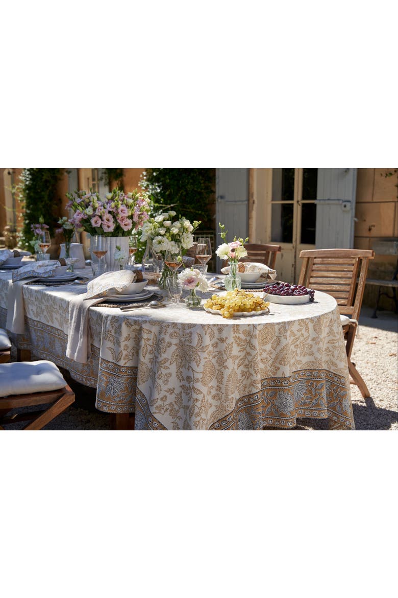 Chloe Tablecloth, Alternate, color, Blue, Brown 59" x 86"