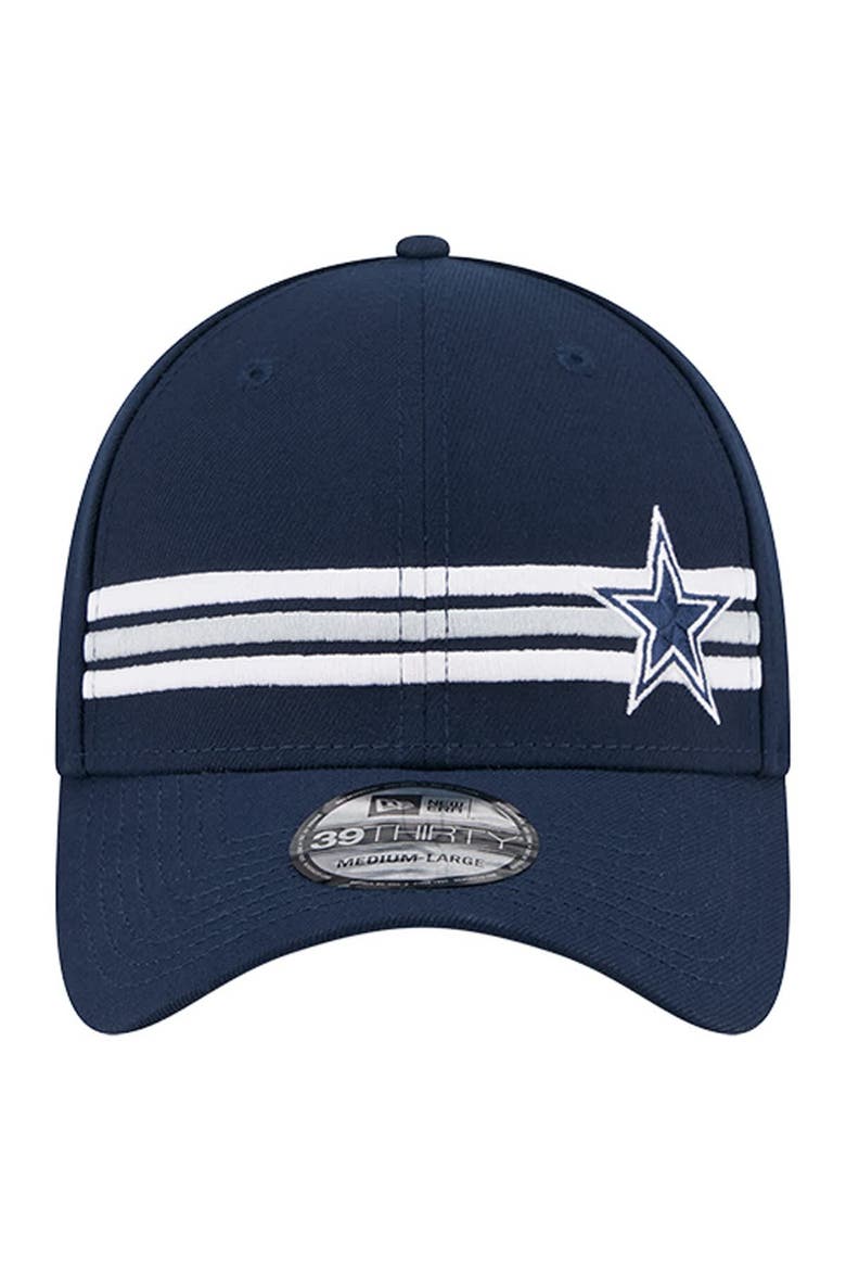 Men's New Era Navy Dallas Cowboys Stripes 39THIRTY Flex Hat, Alternate, color, Navy