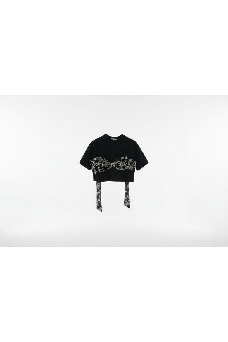 Cropped Lace Bikini T-shirt, Alternate, color, Black