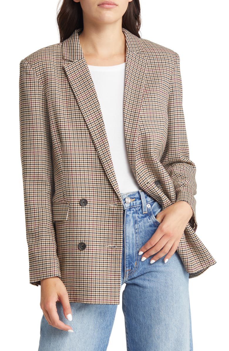 Rails Jac Houndstooth Double Breasted Stretch Twill Blazer, Main, color, 