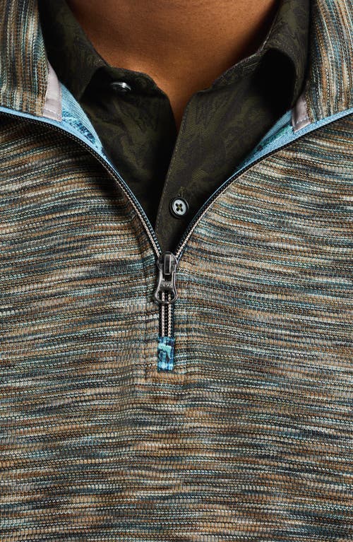 Robert Graham Matson Space Dye Quarter Zip Top In Green