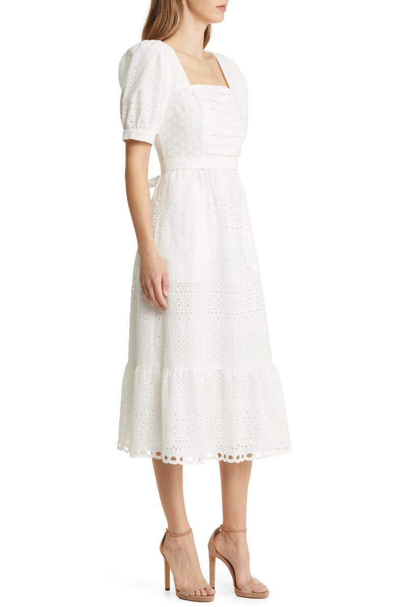 Rachel Parcell Lace Overlay Cotton Midi Dress, Alternate, color, 