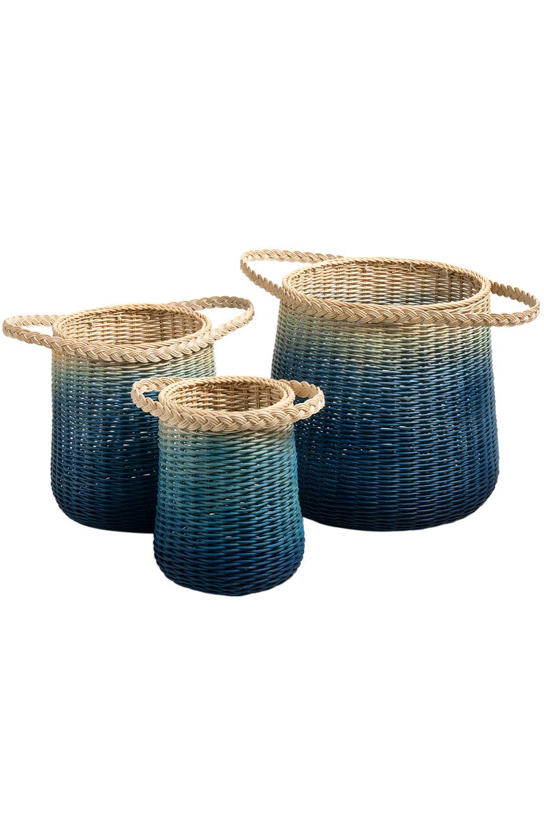 Java Rattan Basket 12 In, Alternate, color, Blue