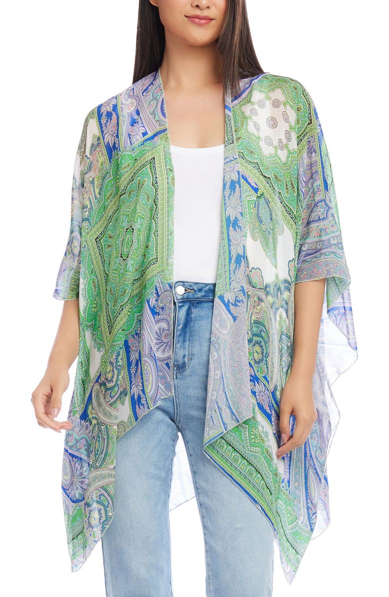 Karen Kane Paisley Print Open Front Jacket, Main, color, 