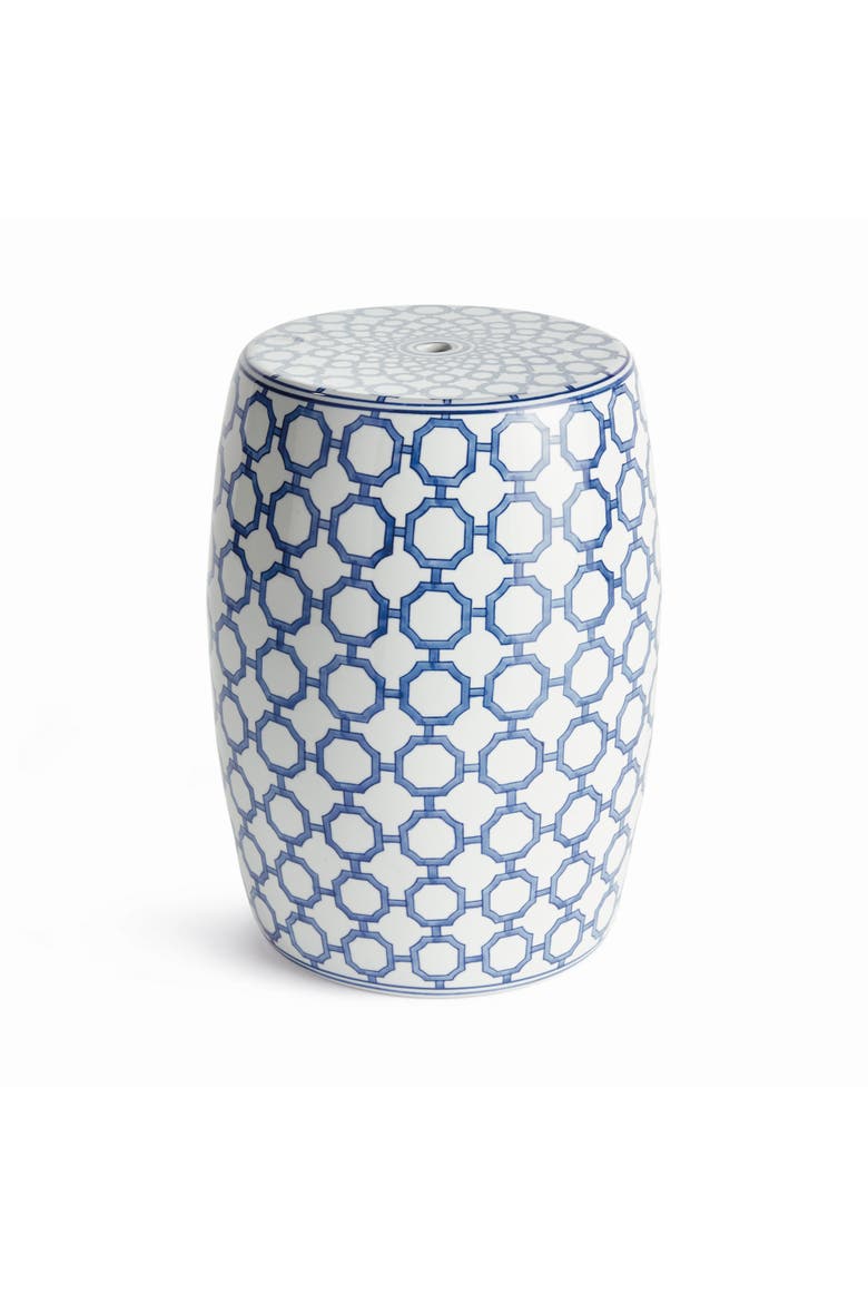 Barclay Butera Dynasty Link Stool - Blue & White Ceramic, Main, color, Blue