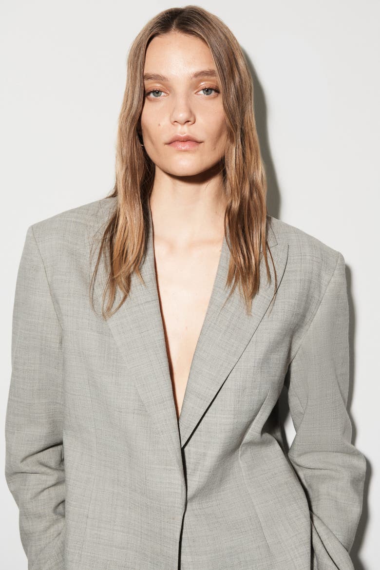 Structured Wool-Blend Blazer, Alternate, color, TAUPE MELANGE
