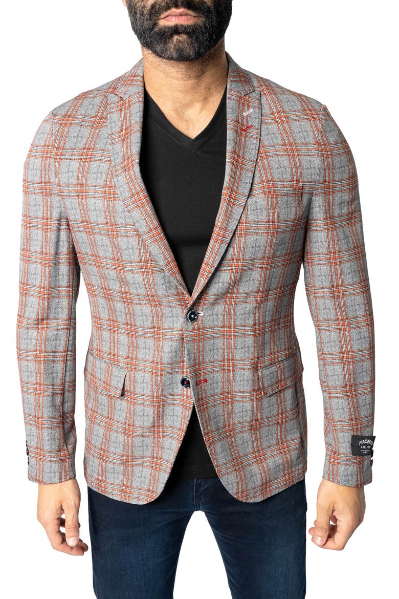 Descartes Unconstructed Plaid Spanish Orange Blazer, Main, color, ORANGE