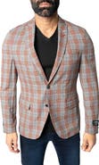 Maceoo Descartes Unconstructed Plaid Spanish Orange Blazer