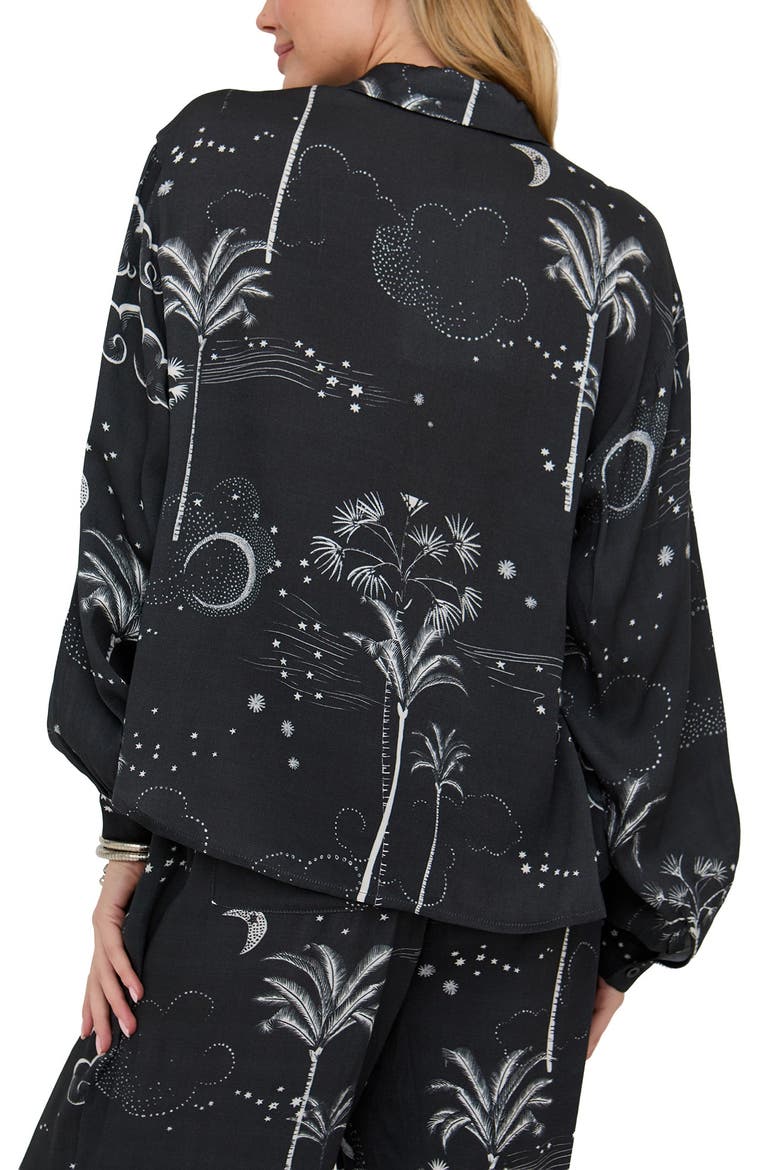Palm Button Down Palm Print Shirt, Alternate, color, Black