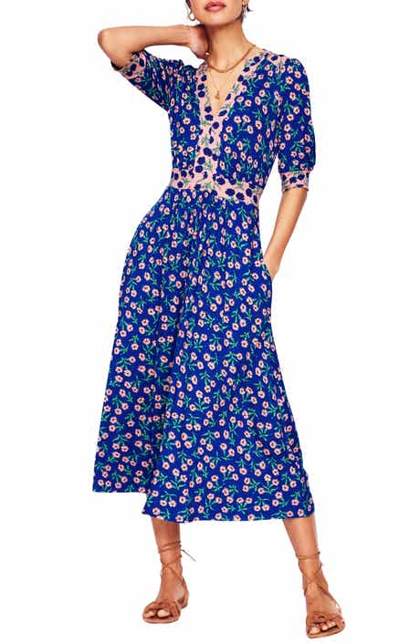 Boden Lila Floral Print A-Line Dress
