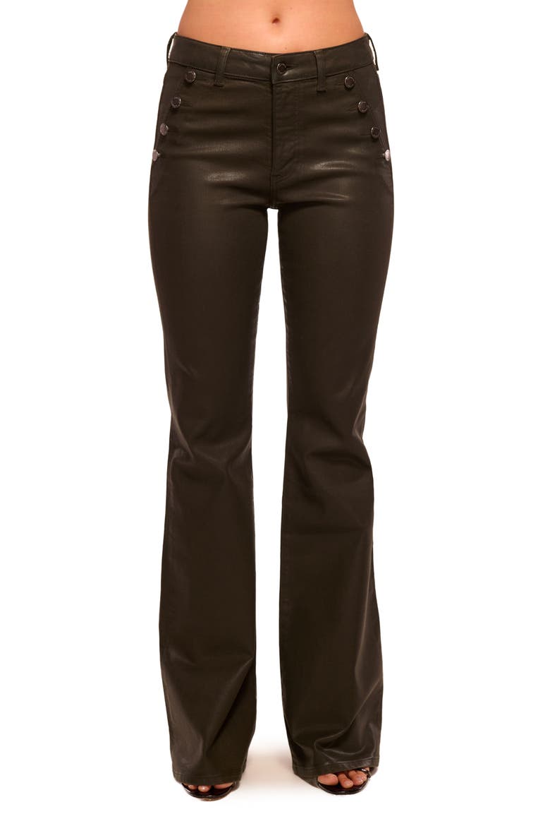 Helena High Waist Coated Bootcut Jeans, Main, color, DEEP OLIVE COATED