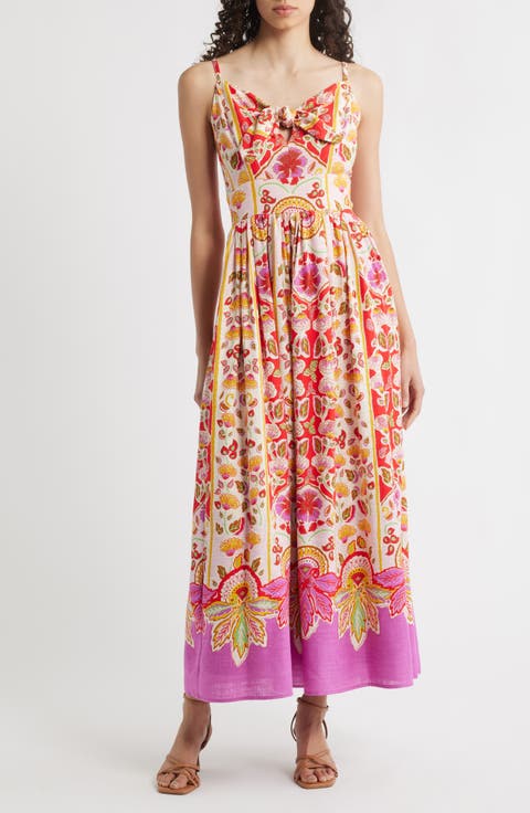 Floral Tie Front Maxi Sundress
