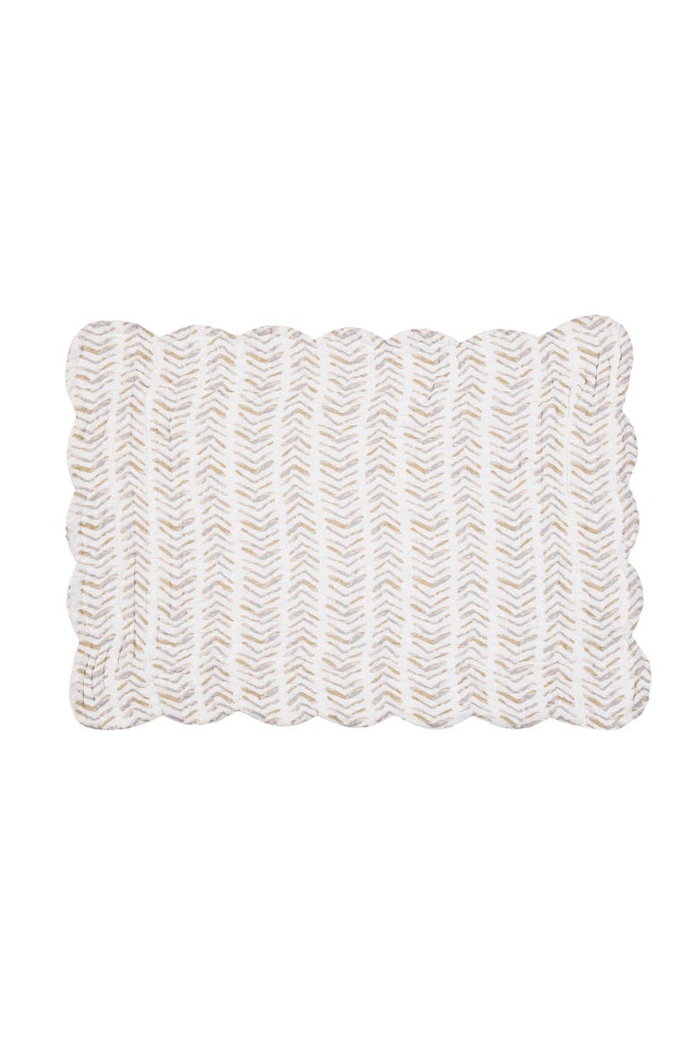 Carmella Fields 100% Cotton Quilted Set of 6 Placemats 13" x 19", Alternate, color, Beige