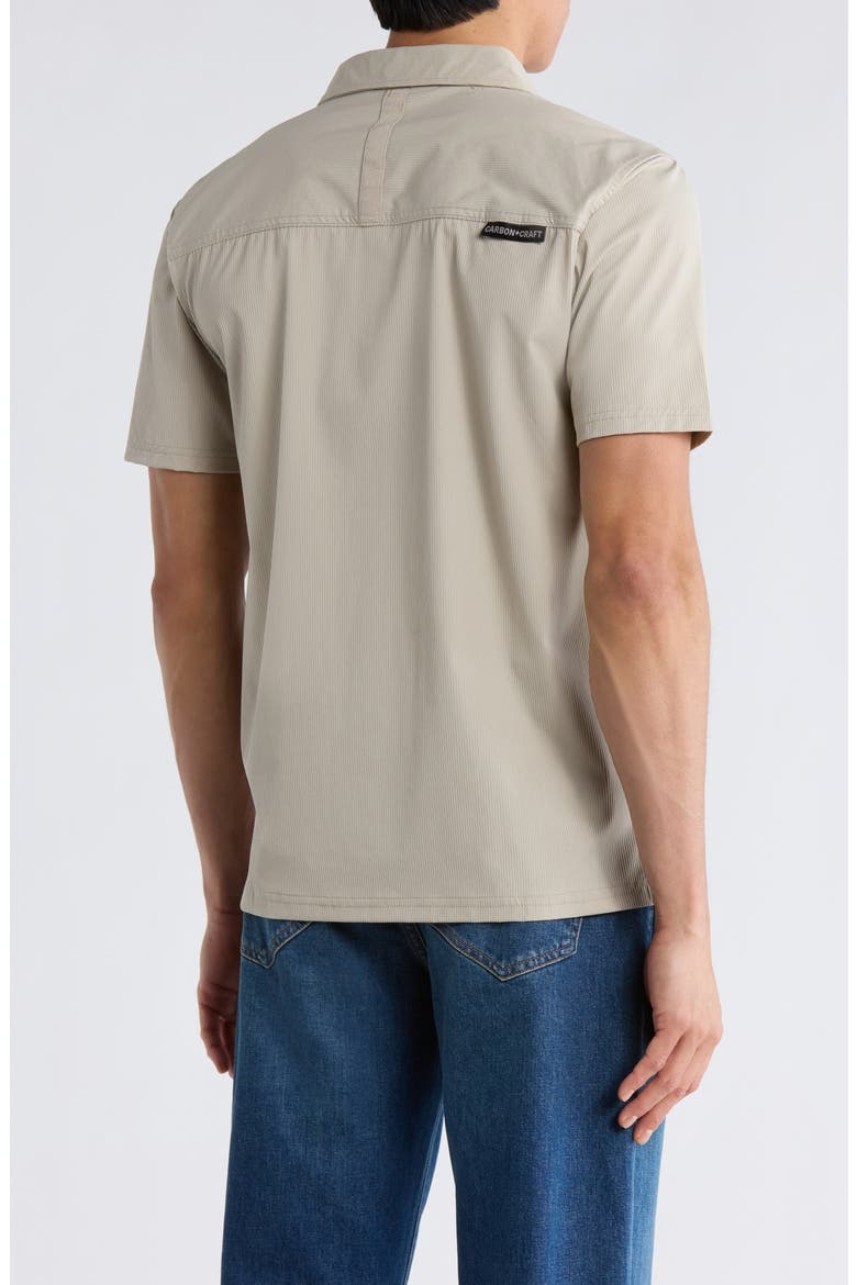 Water Resistant Technical Short Sleeve Button-Up Shirt, Alternate, color, KHAKI