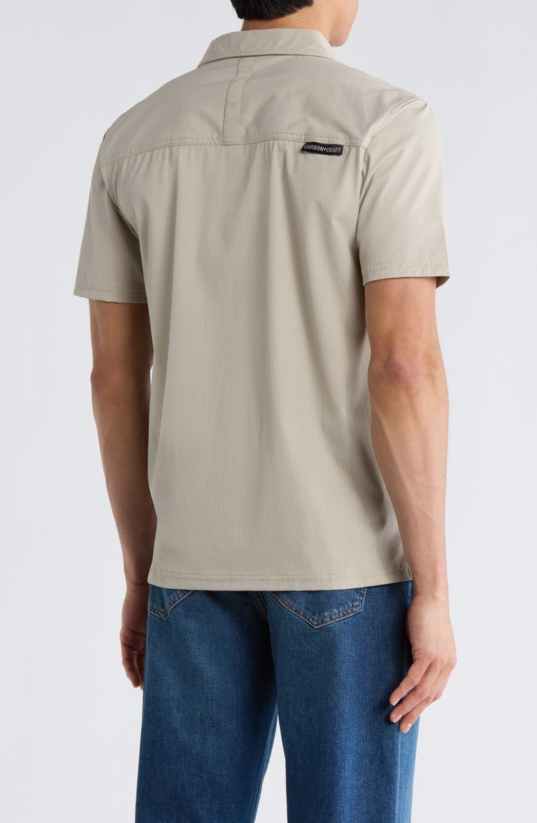 CARBON + CRAFT Water Resistant Technical Short Sleeve Button-Up Shirt, Alternate, color, Khaki