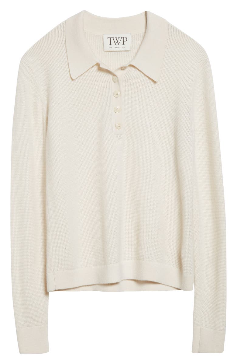 TWP Jorden Cashmere Polo Sweater, Alternate, color, Ivory