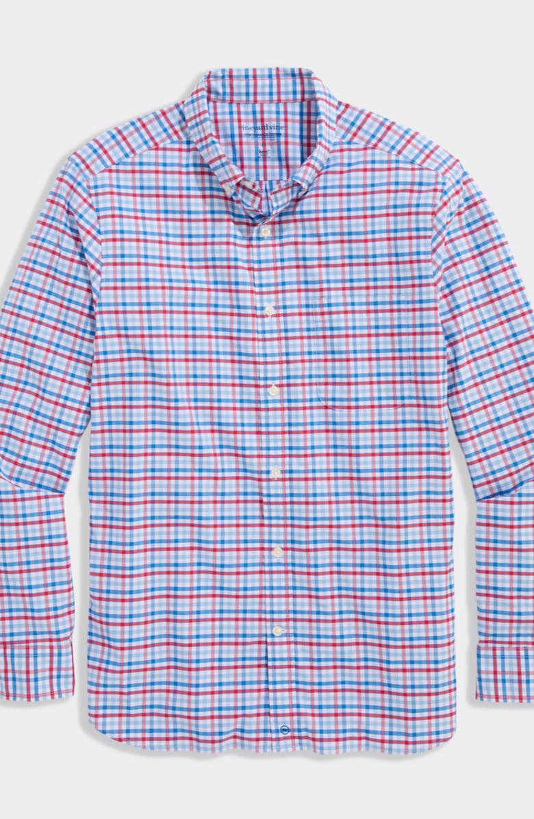 vineyard vines Road Town Tattersall Check Performance Button-Down Shirt, Alternate, color, 