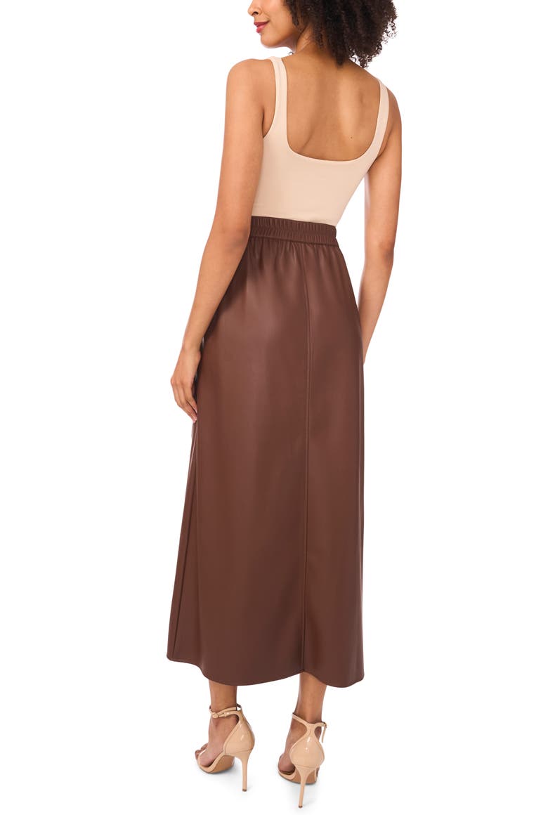 Faux Leather Side Tie Skirt, Alternate, color, CHOCOLATE