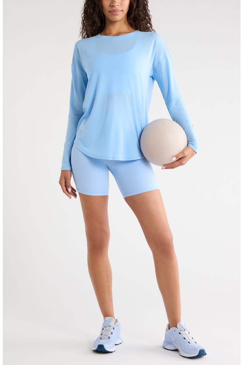 Breathe Long Sleeve Performance T-Shirt, Alternate, color, BLUE PLACID