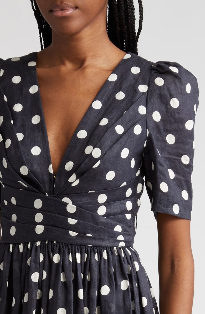 Zimmermann Polka Dot Pleated Linen Minidress, Alternate, color,