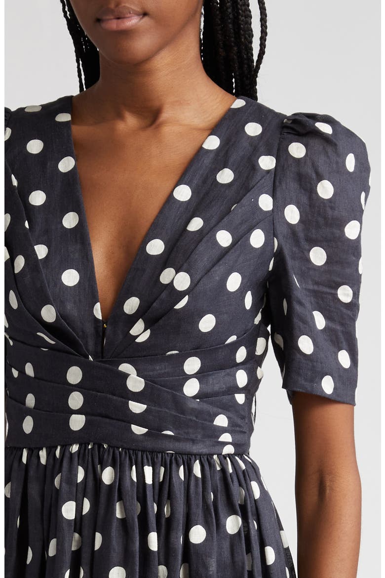 zimmermann polka dot linen midi dress Zimmermann Polka-Dot Linen Midi Dress in White