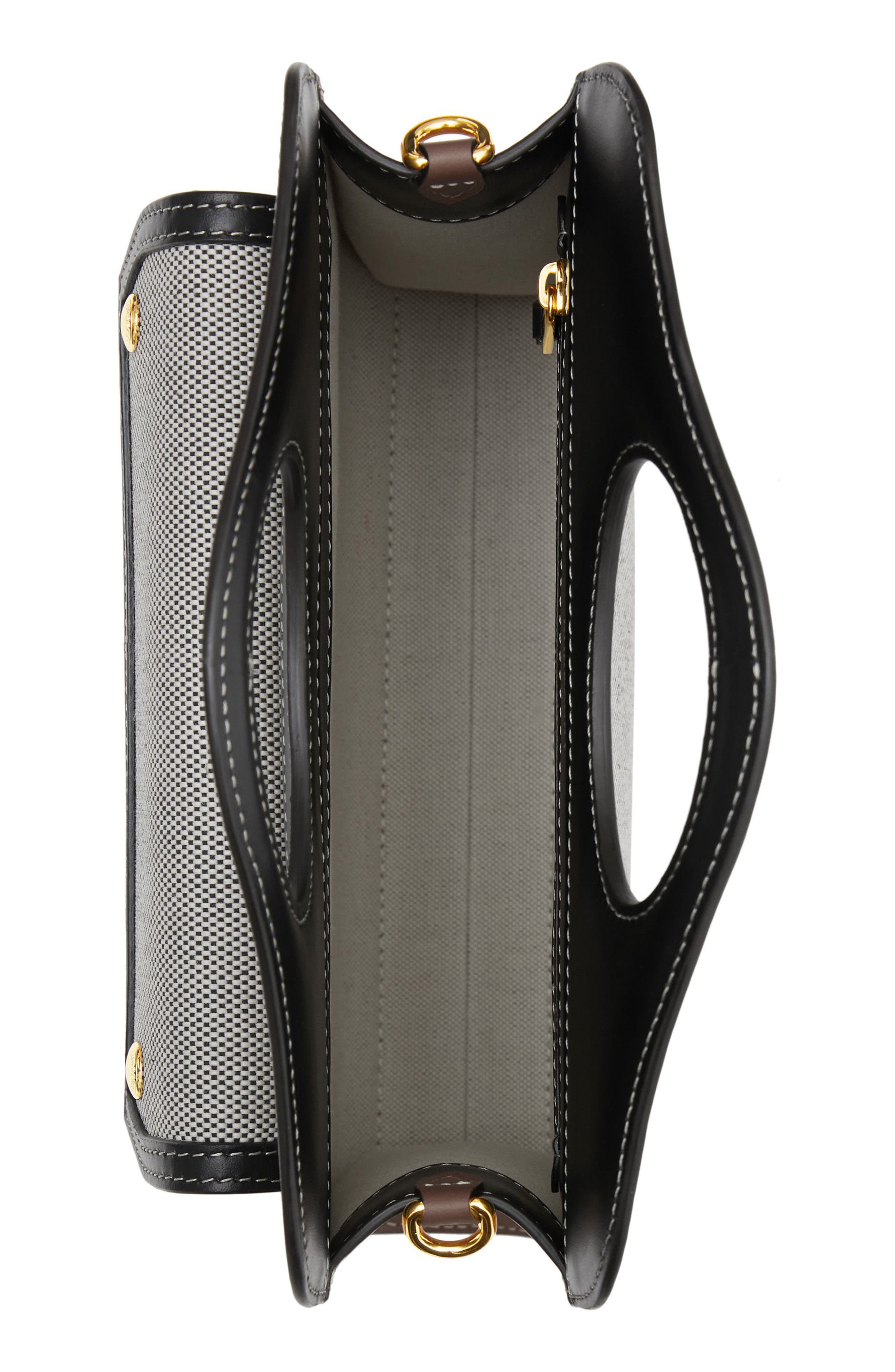 Burberry Mini Horseferry Logo Canvas & Leather Pocket Bag, Alternate, color, 