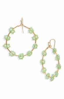 Cara Beaded Flower Hoop Earrings