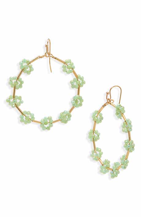 Cara Beaded Flower Hoop Earrings