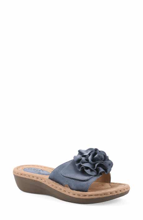 CLIFFS BY WHITE MOUNTAIN Casmyn Floral Mini Wedge Sandal - Wide Width Available