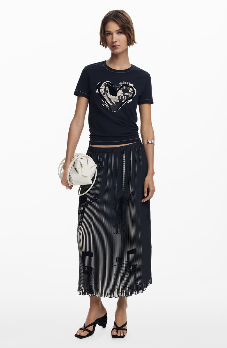 Desigual Evase Micropleat Skirt, Alternate, color, Black