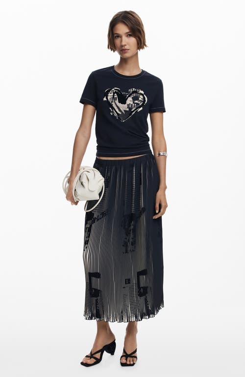 Desigual Evase Micropleat Skirt In Black