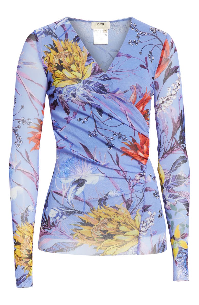 Fuzzi Floral Tulle Wrap Top, Alternate, color, 