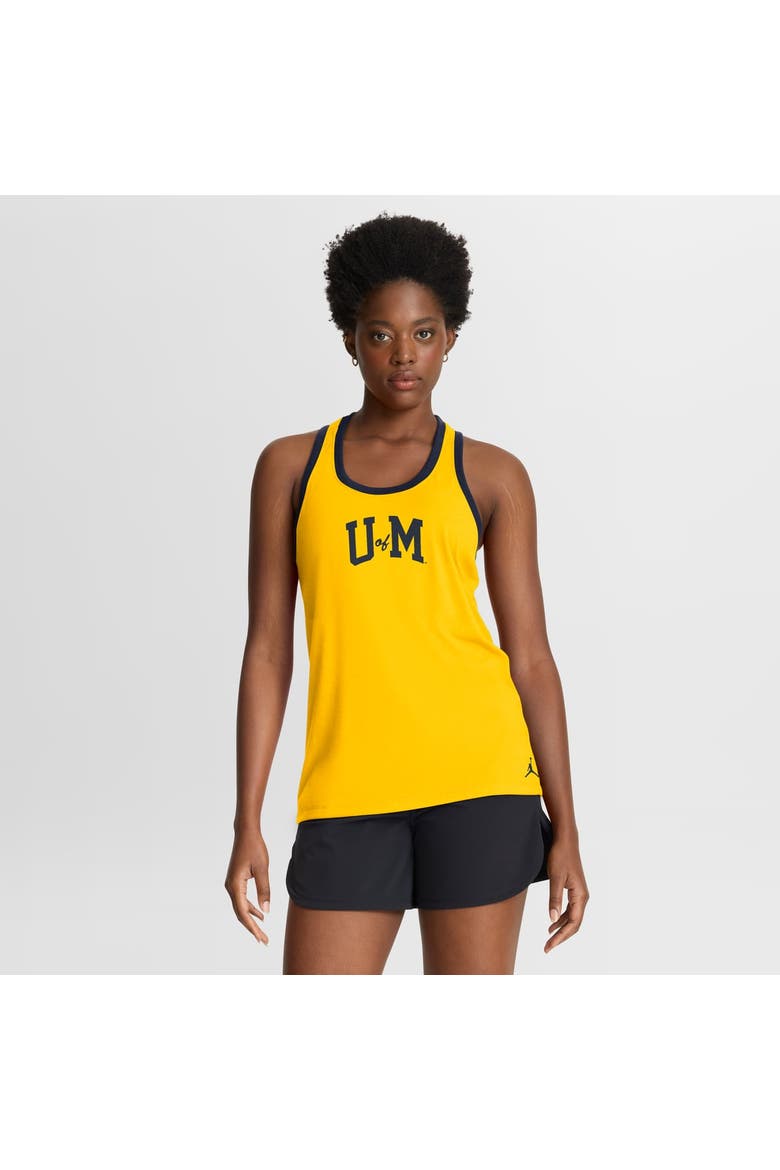 Women's Jordan Brand  Maize/Navy Michigan Wolverines Tri-Blend Dri-FIT Racerback Tank Top, Main, color, Maize