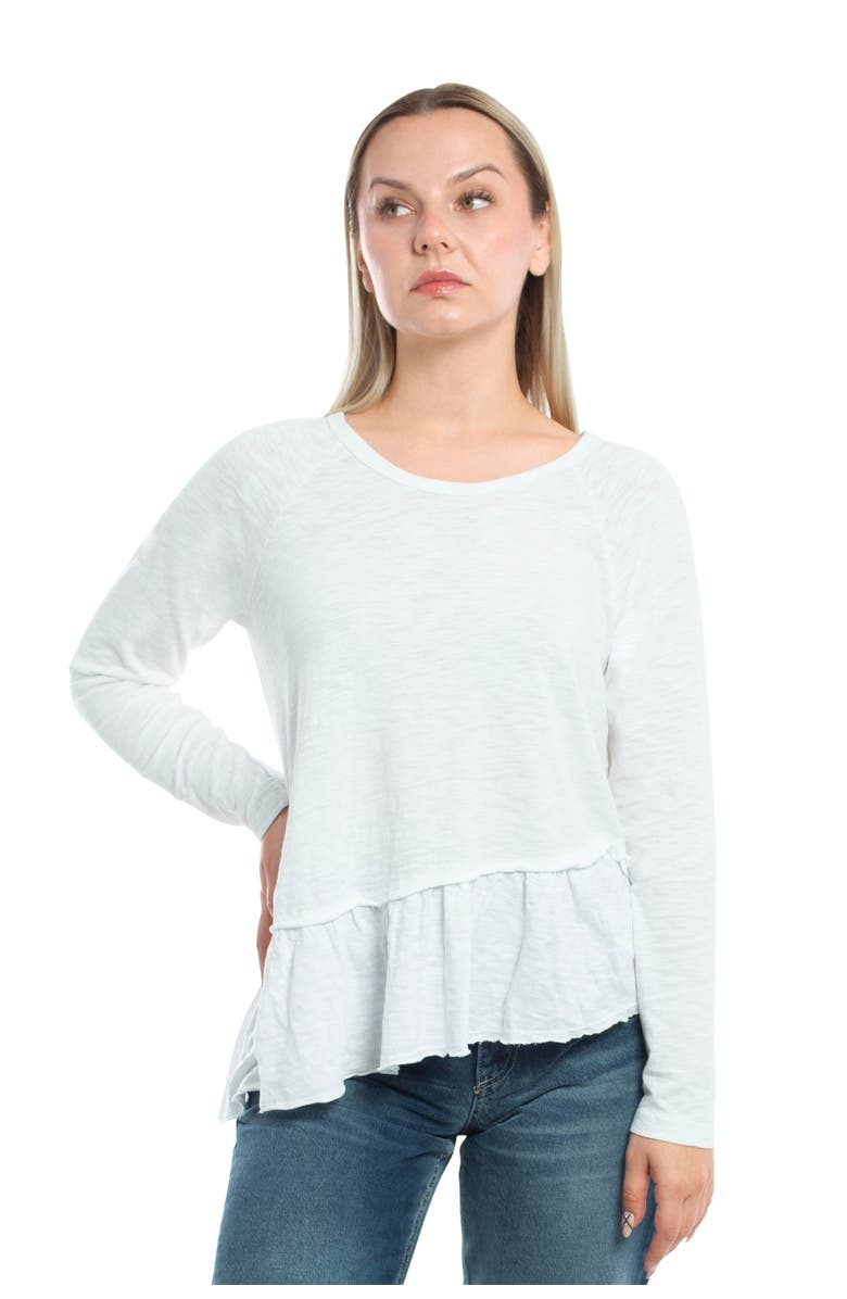 WILT Clothing Raglan Long Sleeve Asymmetric Peplum Hem Tee, Main, color, White