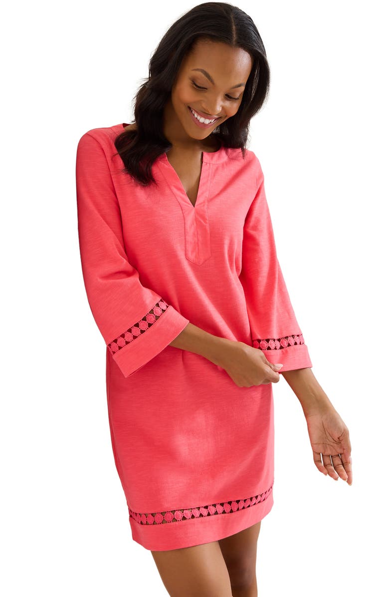 Tommy Bahama Sunset Harbor Long Sleeve Shift Dress, Alternate, color, Melon Berry