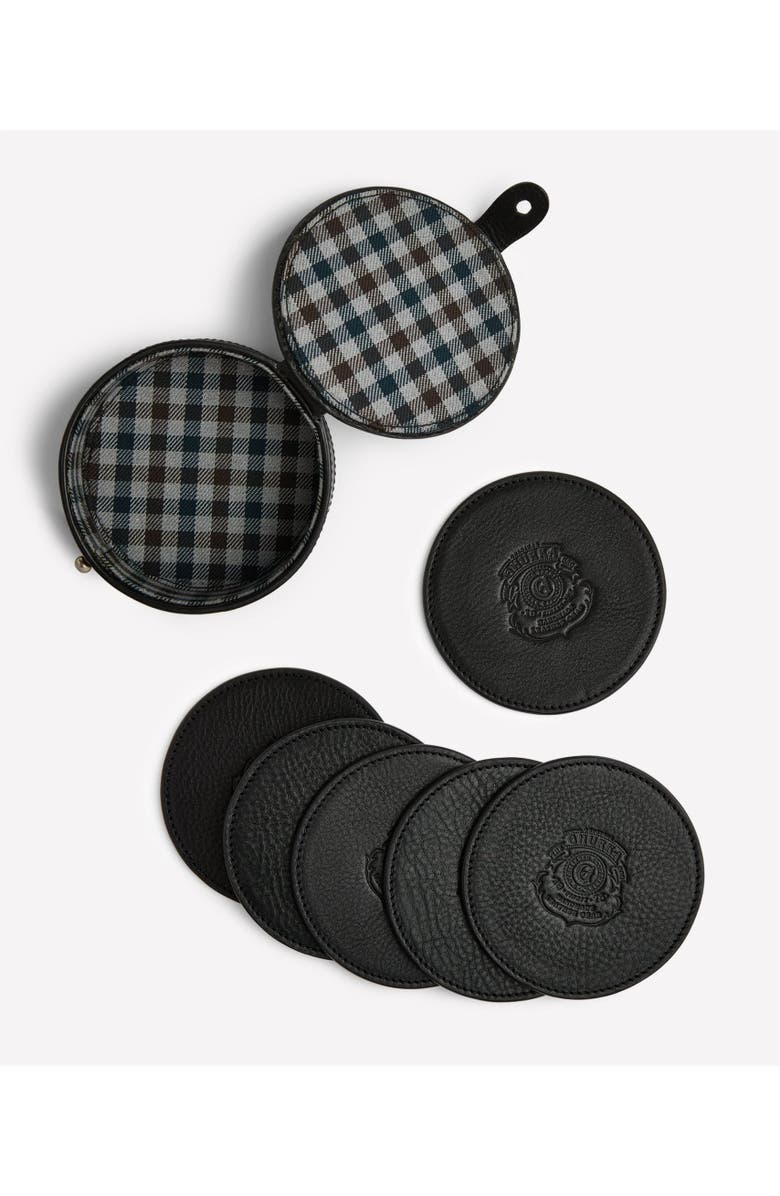 Ghurka Coaster Set No. 247, Alternate, color, Vintage Black Leather