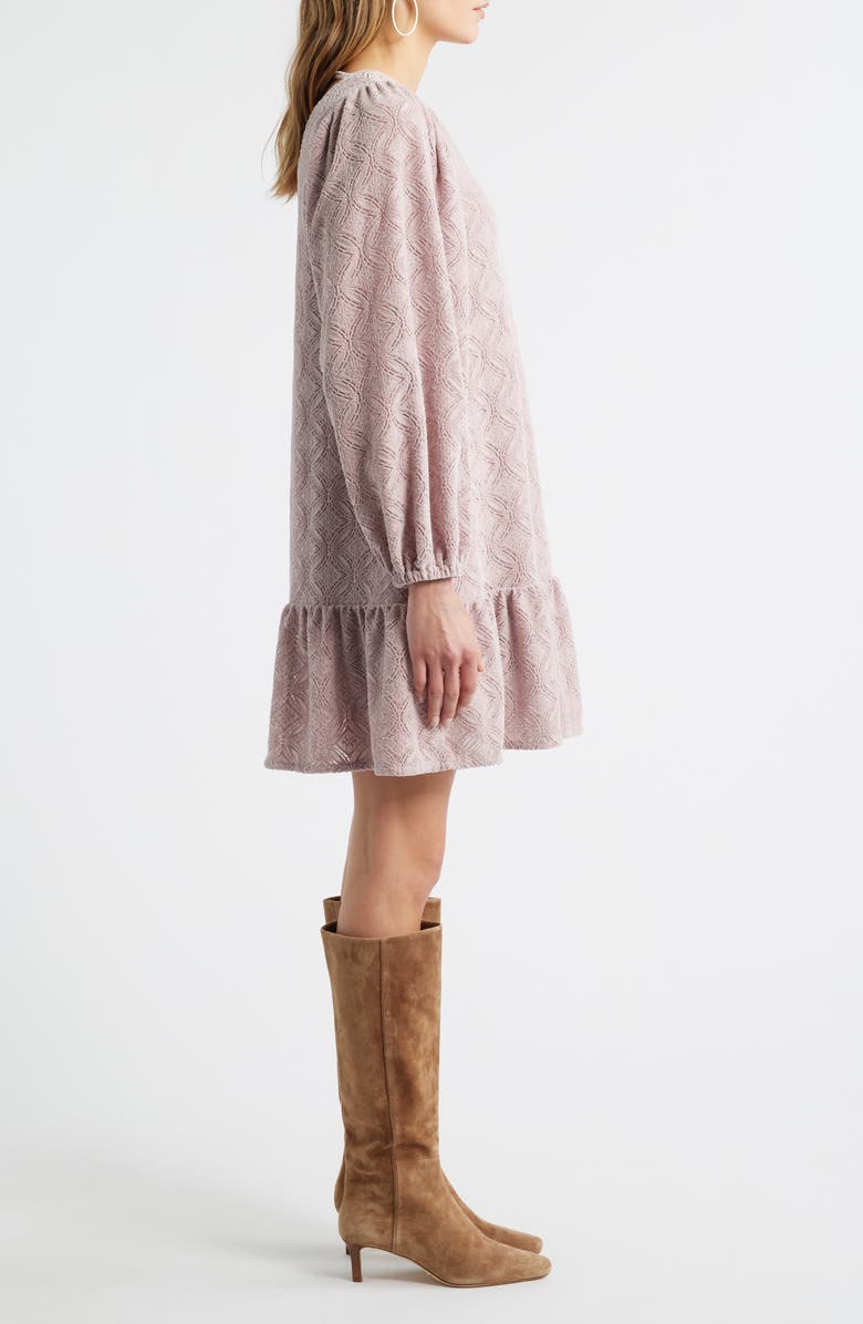 Treasure & Bond Long Sleeve Drop Waist Chenille Minidress, Alternate, color, Pink Adobe