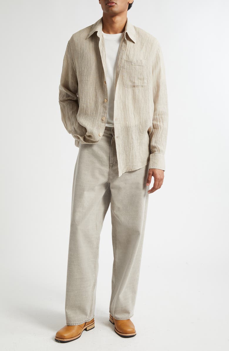 Above Linen Blend Button-Up Shirt