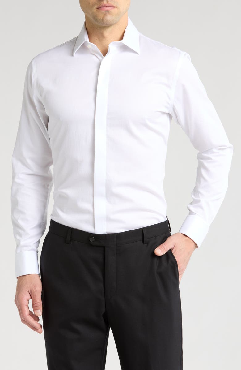 NORDSTROM RACK Trim Fit Cotton Tuxedo Shirt, Main, color, 