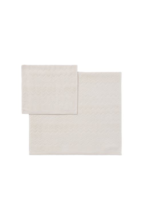 Missoni Home Chalk 2-piece Bath Towel Set In Cotton Terry With Zigzag Pattern In Brown