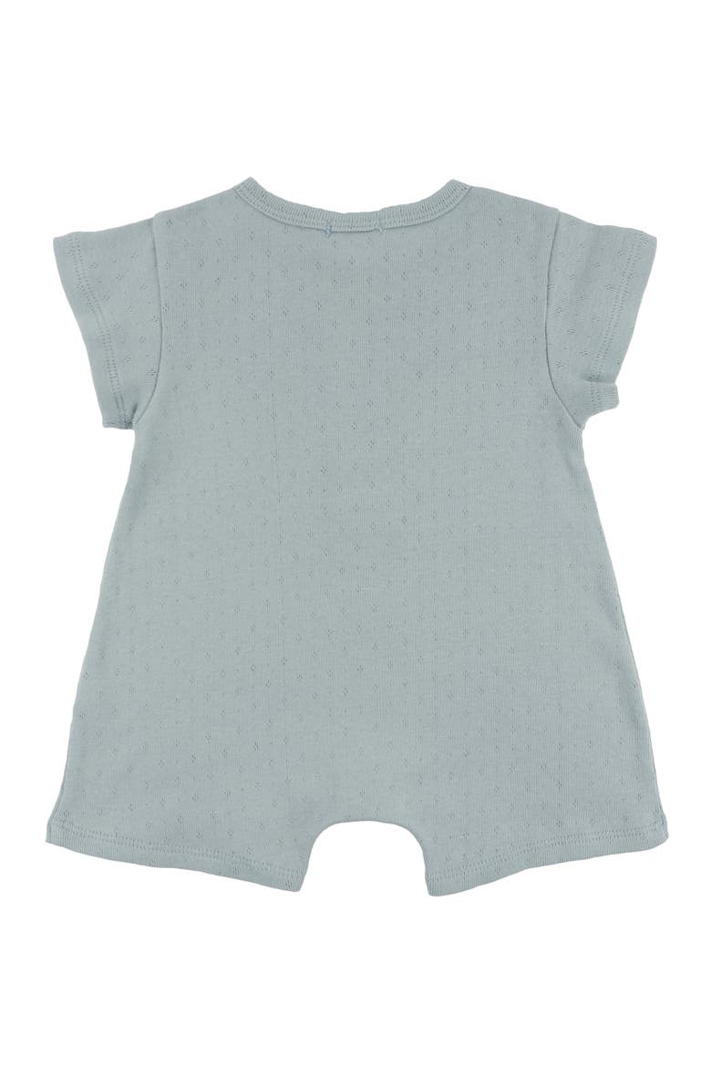 Twinkle Pointelle Raw Edge Short Button Romper, Alternate, color, Sky Blue