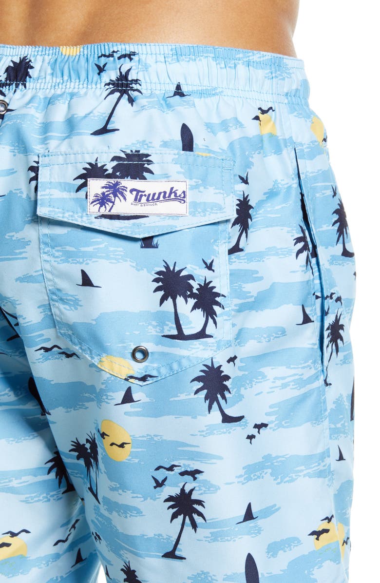 Trunks Surf & Swim Co. Paradise Island Print Swim Trunks, Alternate, color, 