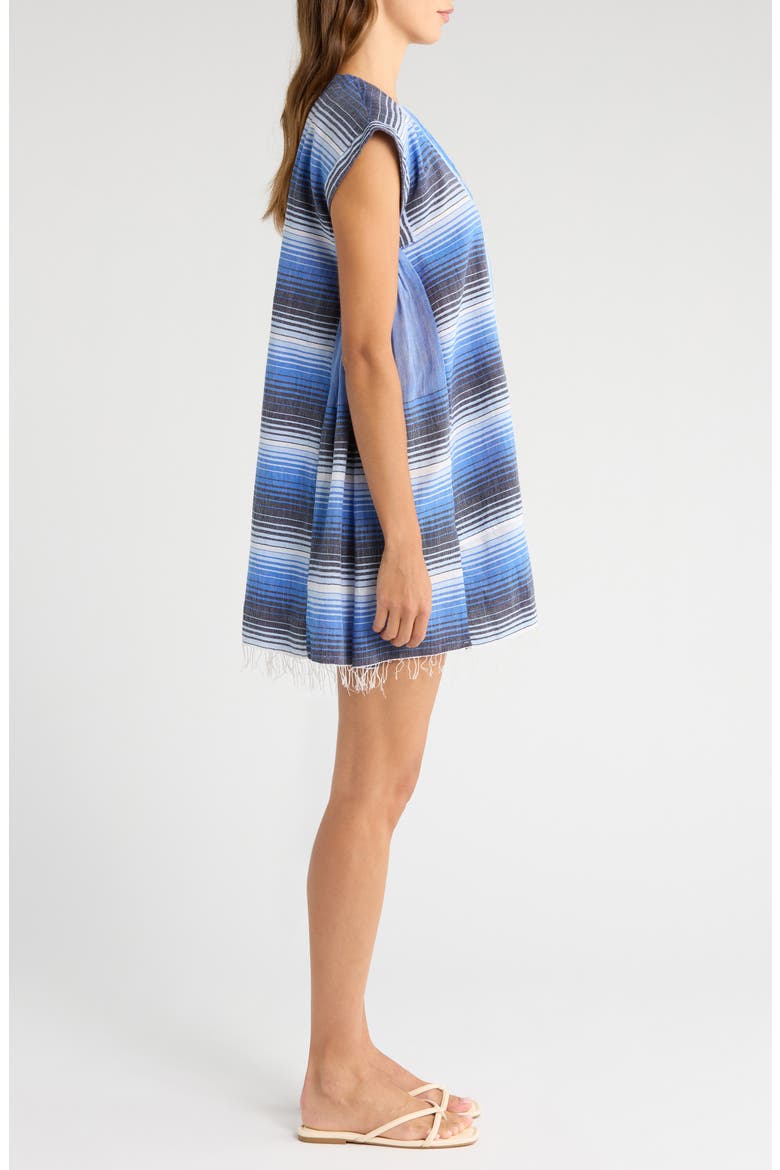 Elina Stripe Cotton Caftan, Alternate, color, BLUE