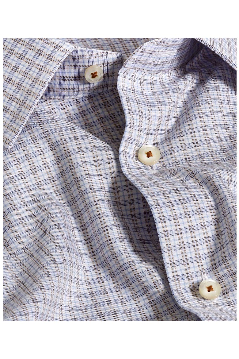 Trim Fit Twill Check Dress Shirt, Alternate, color, SKY/ CHOCOLATE
