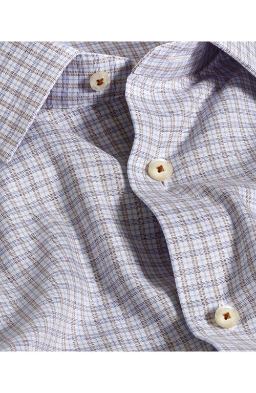 David Donahue Trim Fit Check Cotton Twill Dress Shirt In White