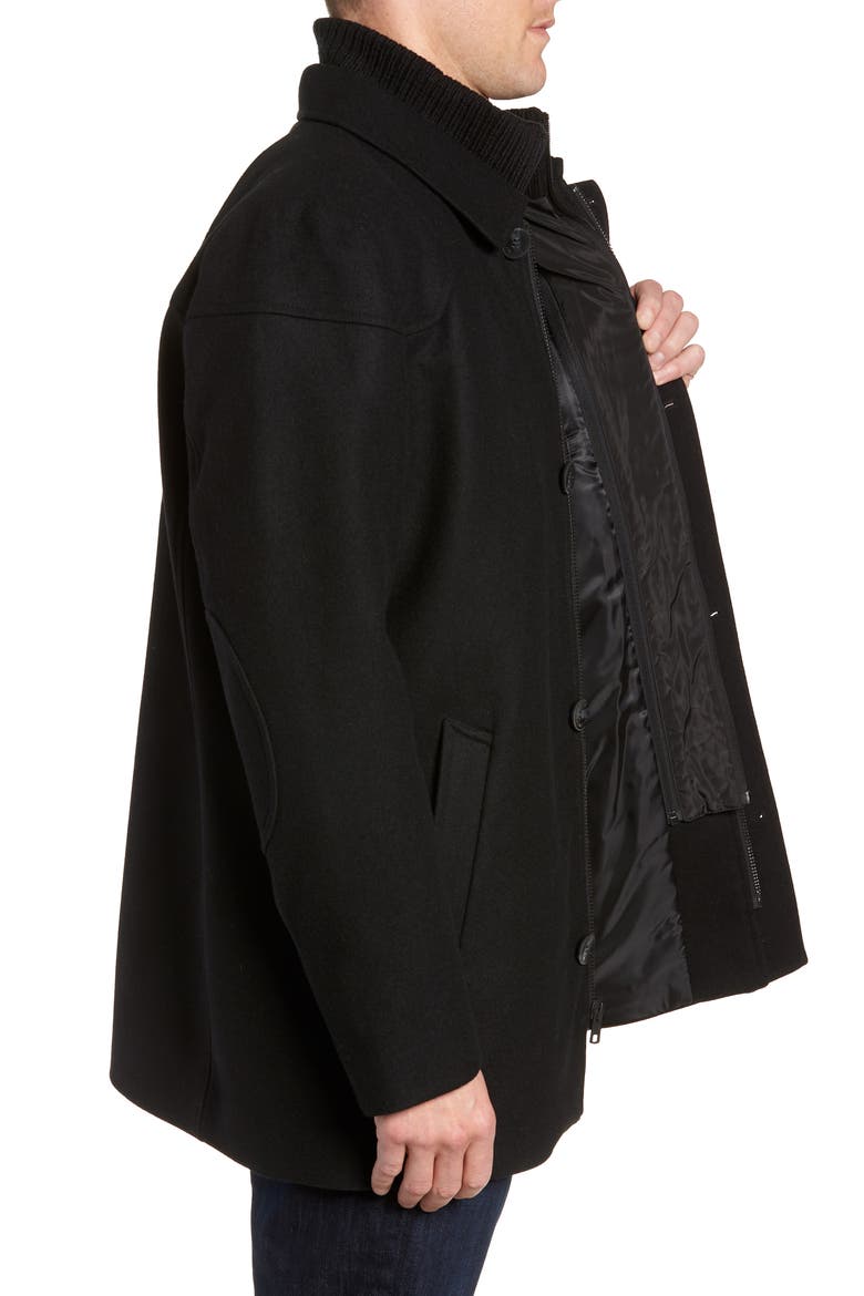 Melton Car Coat with Removable Bib, Alternate, color, BLACK