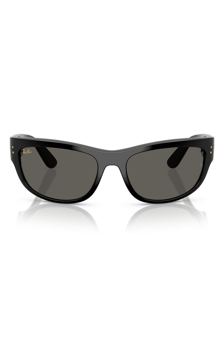 Ray-Ban x A$AP Rocky Blacked Out Mega Balorama 63mm Rectangle Sunglasses, Main, color, Black/ Dark Grey